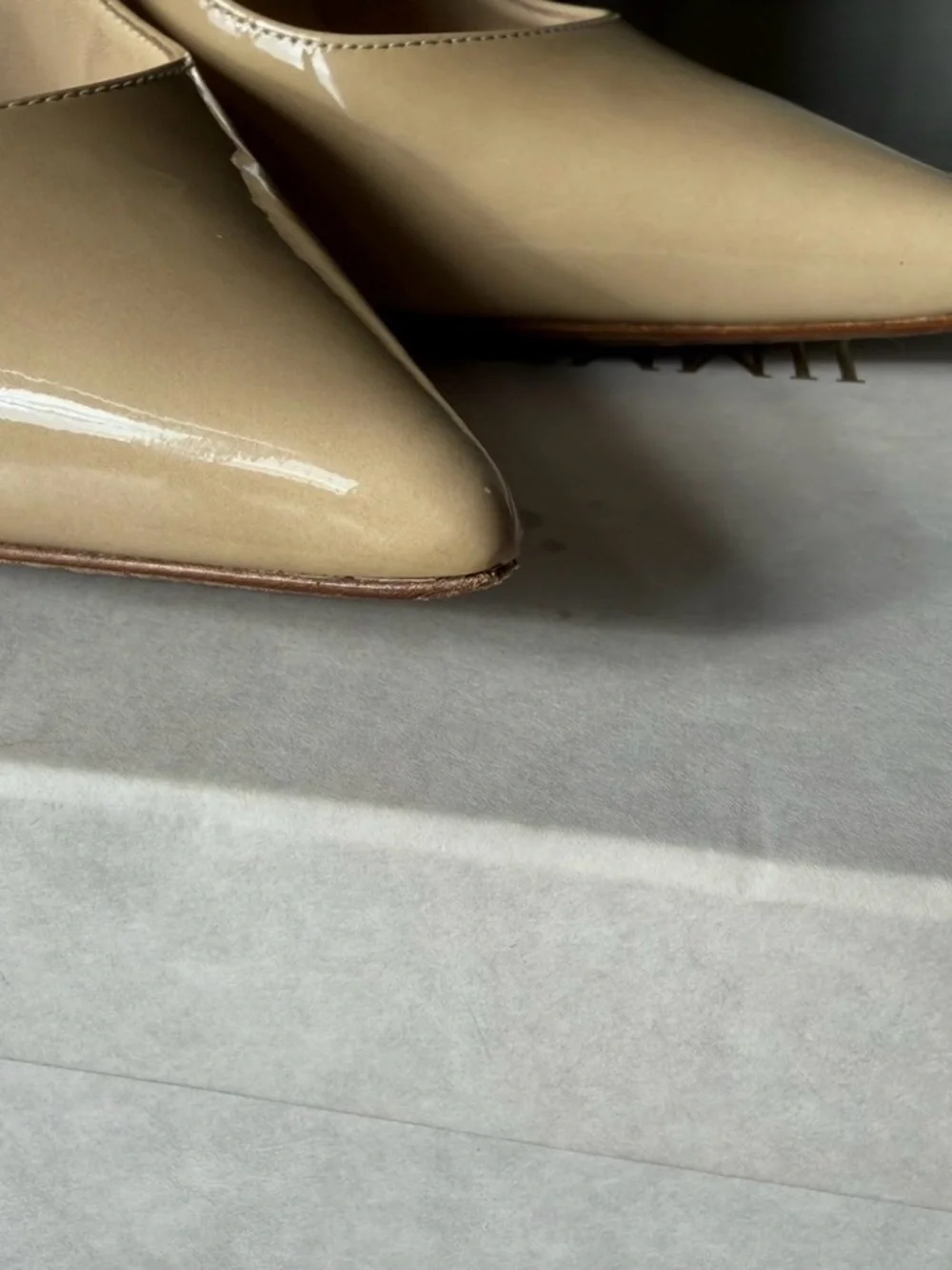 Jimmy choo anouk 37.5 nude patent 120mm pump